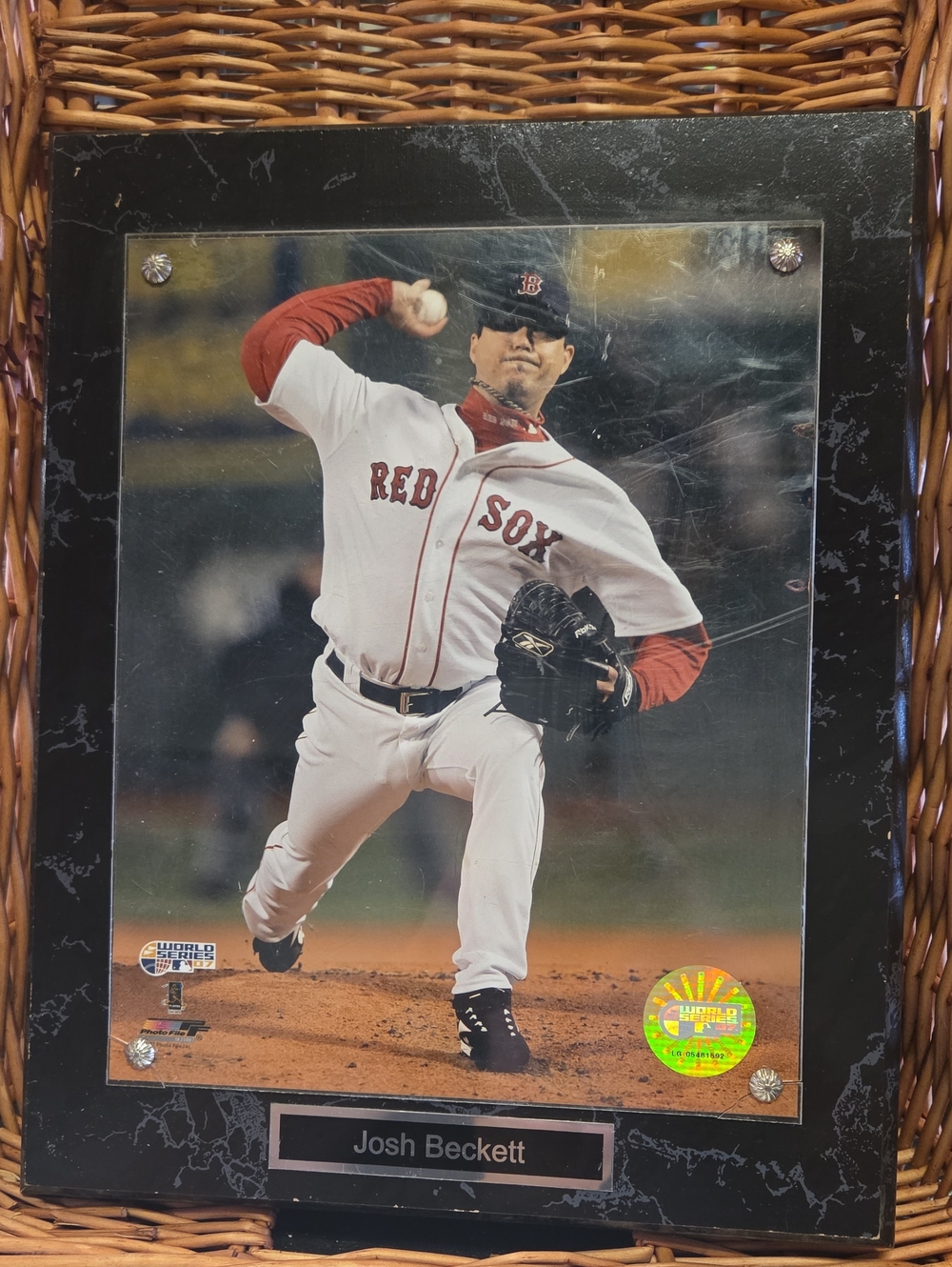 Josh Beckett Red Sox Framed Pitcher Wall Decor - Black Marble Plaque